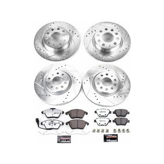 Front and Rear Brake Pad and Rotor Kit - Compatible with 2012 Volkswagen Beetle Turbo - Power Stop