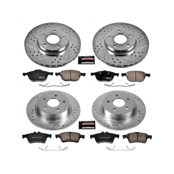 Front and Rear Brake Pad and Rotor Kit - Compatible with 2013 - 2018 Ford C-Max 2014 2015 2016 2017