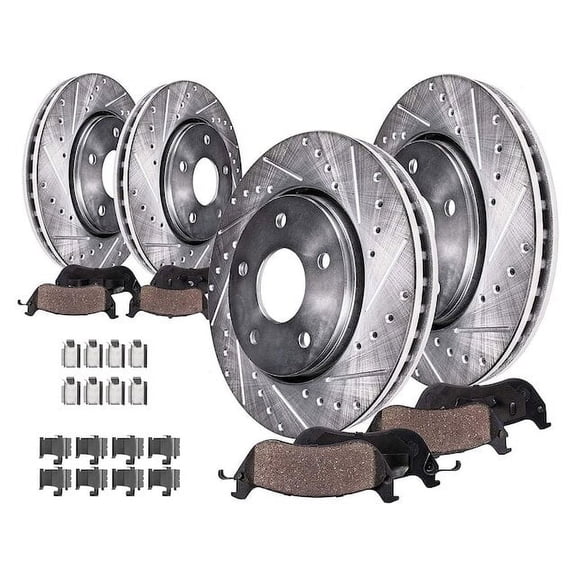 Front and Rear Brake Pad and Rotor Kit - Compatible with 2013 - 2019 Ford Taurus SHO 2014 2015 2016 2017 2018