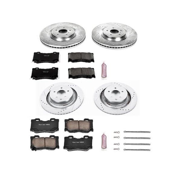 Front and Rear Brake Pad and Rotor Kit - Compatible with 2014 - 2015 INFINITI Q60