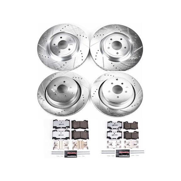 Front and Rear Brake Pad and Rotor Kit - Compatible with 2014 - 2024 INFINITI Q50 2015 2016 2017 2018 2019 2020 2021 2022 2023