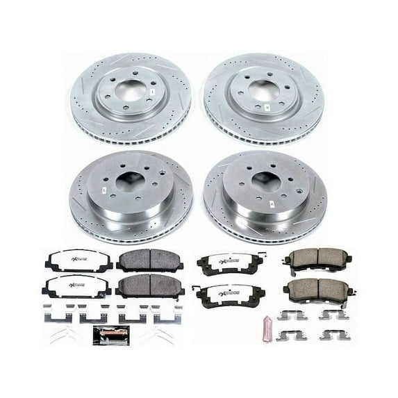 Front and Rear Brake Pad and Rotor Kit - Compatible with 2014 - 2024 INFINITI QX80 - Power Stop