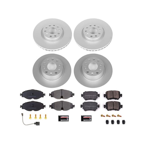 Front and Rear Brake Pad and Rotor Kit - Compatible with 2015 - 2018 Volkswagen GTI - Power Stop
