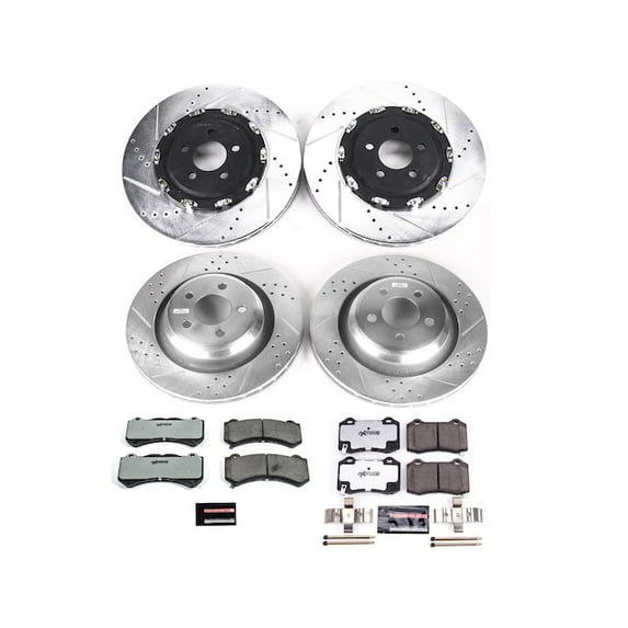 Front and Rear Brake Pad and Rotor Kit - Compatible with 2015 - 2020 Dodge Charger - Power Stop