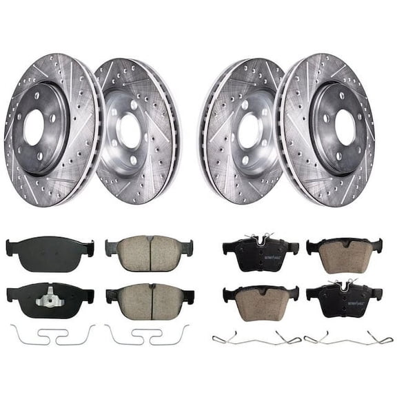 Front and Rear Brake Pad and Rotor Kit - Compatible with 2016 - 2022 Volvo XC90 2017 2018 2019 2020 2021