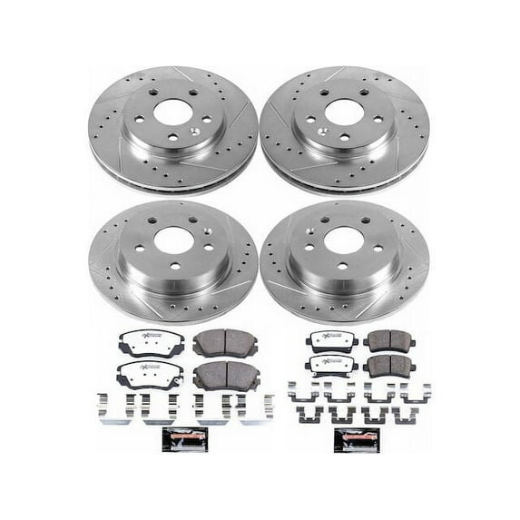 Front and Rear Brake Pad and Rotor Kit - Compatible with 2016 Chevrolet Malibu Limited - Power Stop