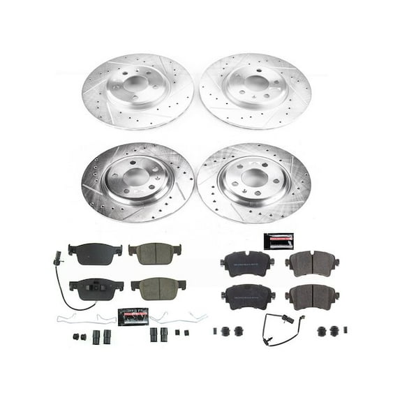 Front and Rear Brake Pad and Rotor Kit - Compatible with 2017 - 2020 Audi A4 - Power Stop