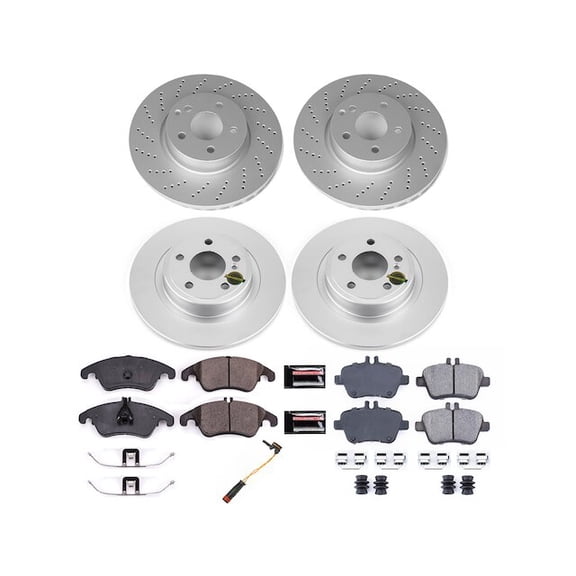 Front and Rear Brake Pad and Rotor Kit - Compatible with 2017 - 2020 Mercedes-Benz SLC300 2018 2019