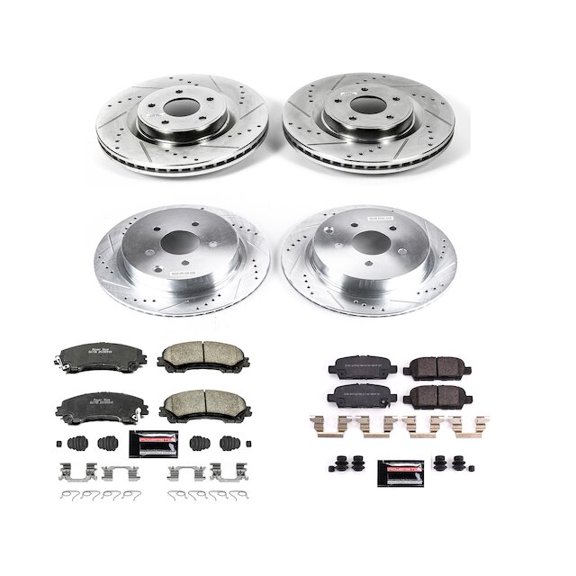 Front and Rear Brake Pad and Rotor Kit - Compatible with 2017 - 2022 INFINITI Q60 2018 2019 2020 2021