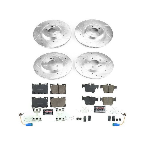 Front and Rear Brake Pad and Rotor Kit - Compatible with 2017 - 2023 Mercedes-Benz C43 AMG Gas 2018 2019 2020 2021 2022
