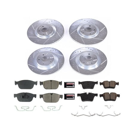 Front and Rear Brake Pad and Rotor Kit - Compatible with 2018 - 2025 Volvo XC60 - Power Stop