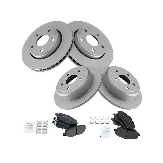 Front and Rear Brake Pad and Rotor Kit - Compatible with 2018 Jeep Wrangler JK