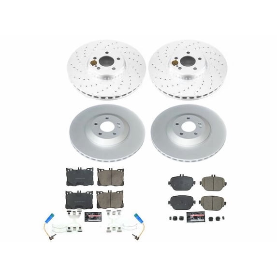 Front and Rear Brake Pad and Rotor Kit - Compatible with 2018 Mercedes-Benz E400 - Power Stop