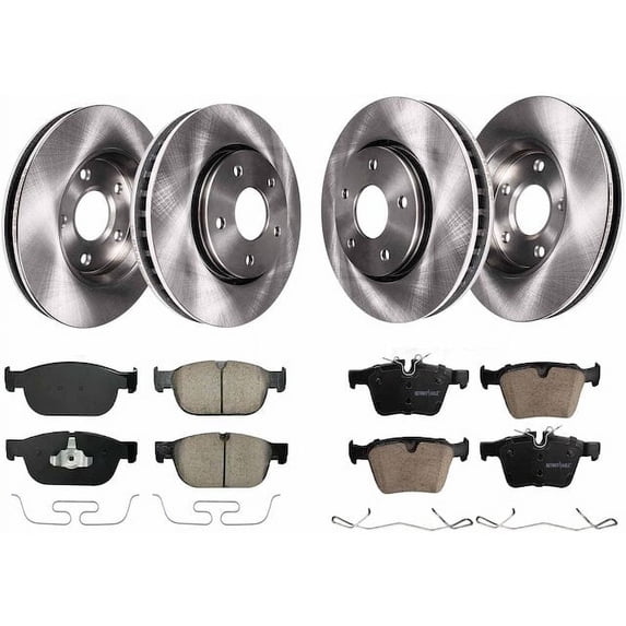 Front and Rear Brake Pad and Rotor Kit - Compatible with 2019 - 2021 Volvo S60 2020