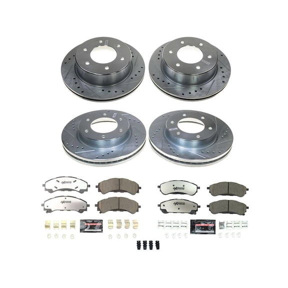 Front and Rear Brake Pad and Rotor Kit - Compatible with 2019 - 2023 Ford Ranger - Power Stop