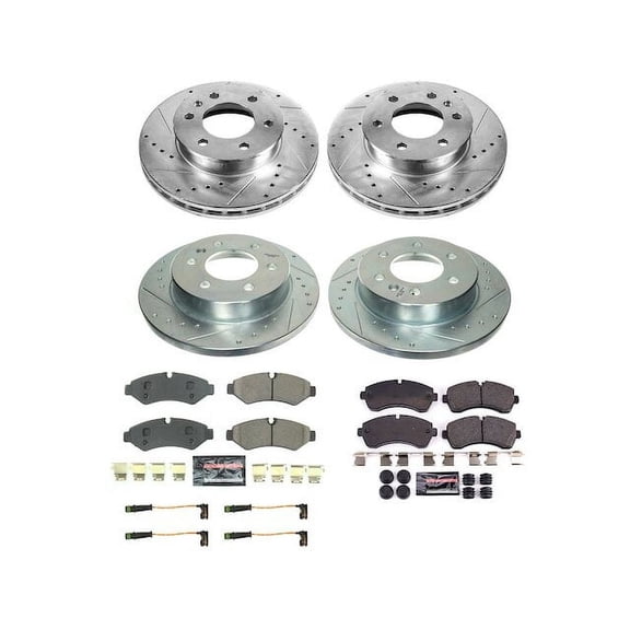 Front and Rear Brake Pad and Rotor Kit - Compatible with 2019 - 2024 Mercedes-Benz Sprinter 2500 RWD - Power Stop