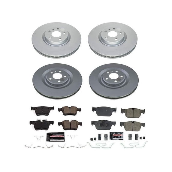 Front and Rear Brake Pad and Rotor Kit - Compatible with 2019 - 2025 Volvo S60 - Power Stop