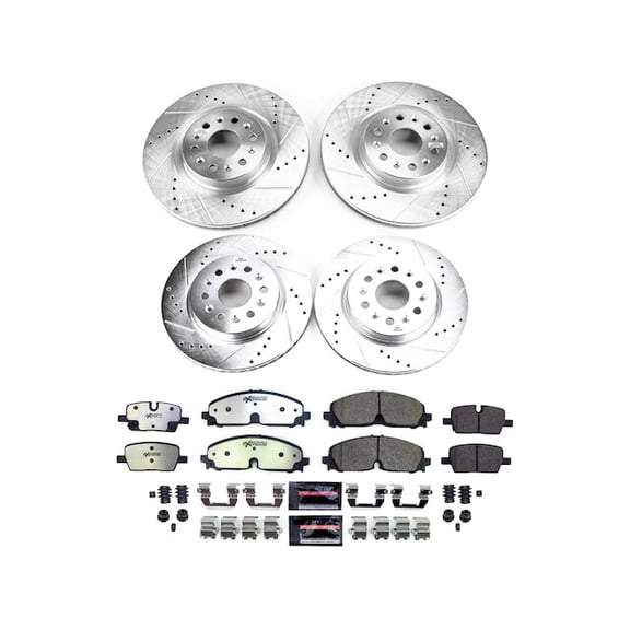 Front and Rear Brake Pad and Rotor Kit - Compatible with 2021 - 2022 Cadillac XT6 3.6L V6