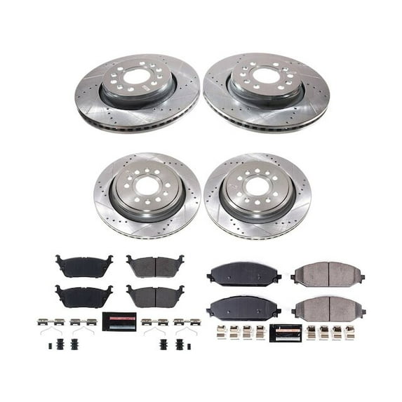 Front and Rear Brake Pad and Rotor Kit - Compatible with 2021 - 2024 Ram 1500 - Power Stop