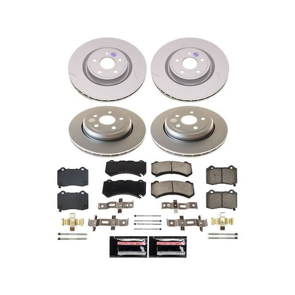 Front and Rear Brake Pad and Rotor Kit - Compatible with 2021 Jeep Grand Cherokee SRT - Power Stop