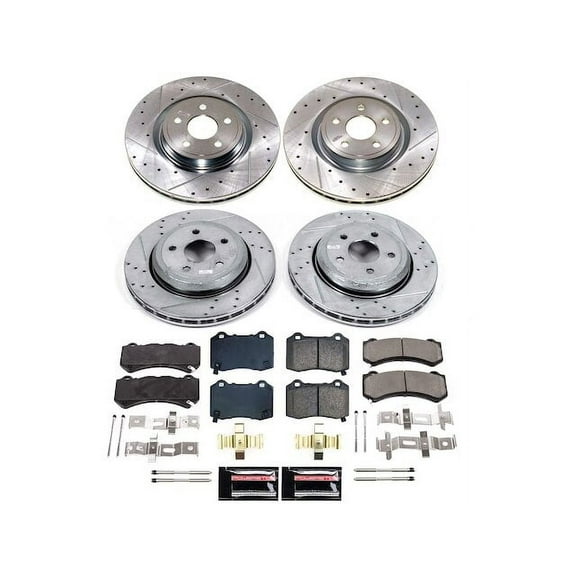 Front and Rear Brake Pad and Rotor Kit - Compatible with 2021 Jeep Grand Cherokee SRT - Power Stop