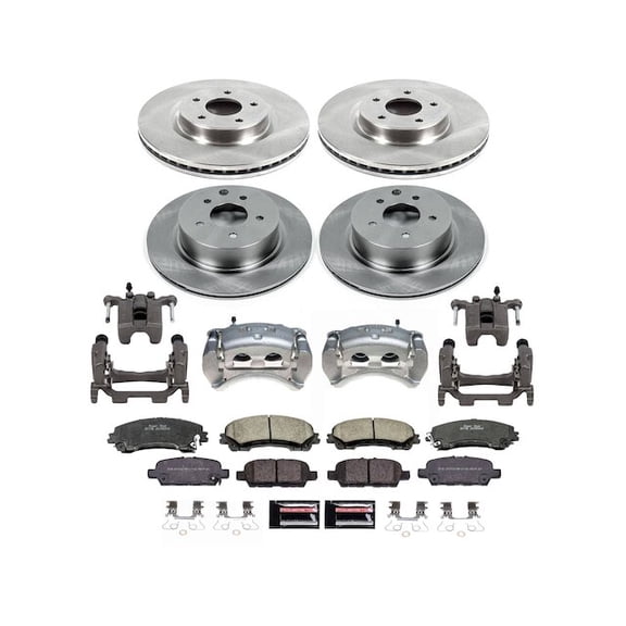 Front and Rear Brake Pad and Rotor Kit - Compatible with 2023 Nissan Z Sport - Power Stop