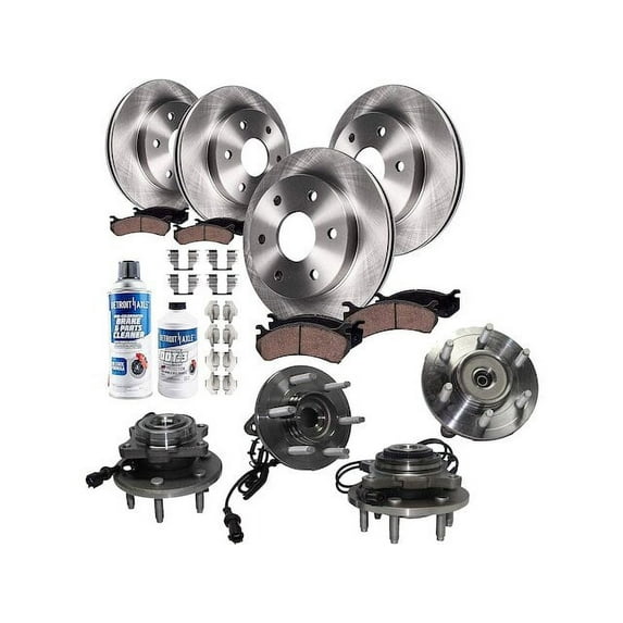 Front and Rear Brake Pad and Rotor and Wheel Hub Kit - Compatible with 2003 - 2006 Lincoln Navigator 2004 2005