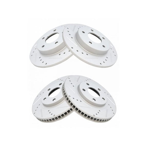 Front and Rear Brake Rotor Set 4 Piece - Compatible with 1997 - 1999 Cadillac DeVille 1998