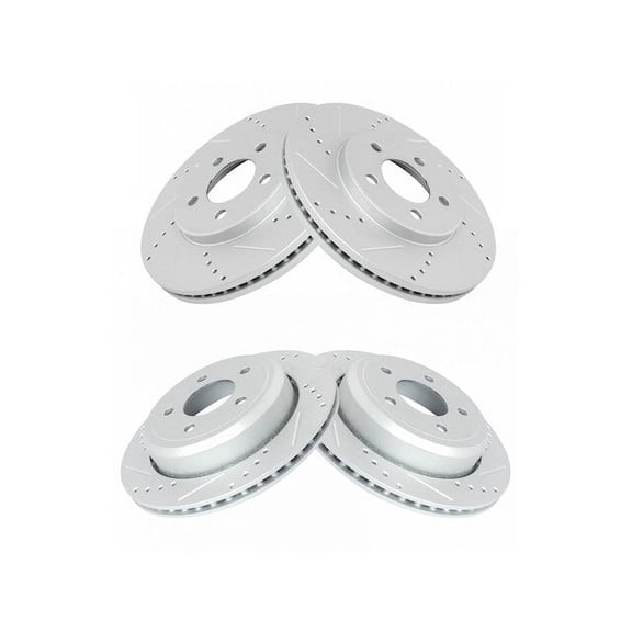 Front and Rear Brake Rotor Set 4 Piece - Compatible with 2003 - 2011 Ford Crown Victoria 2004 2005 2006 2007 2008 2009 2010