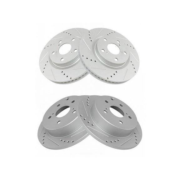Front and Rear Brake Rotor Set 4 Piece - Compatible with 2006 - 2018 Toyota RAV4 2007 2008 2009 2010 2011 2012 2013 2014 2015 2016 2017