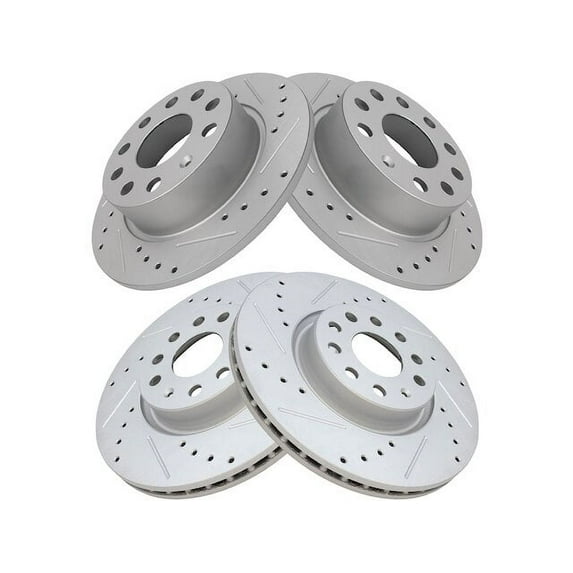 Front and Rear Brake Rotor Set 4 Piece - Compatible with 2011 - 2018 Volkswagen Jetta 2012 2013 2014 2015 2016 2017