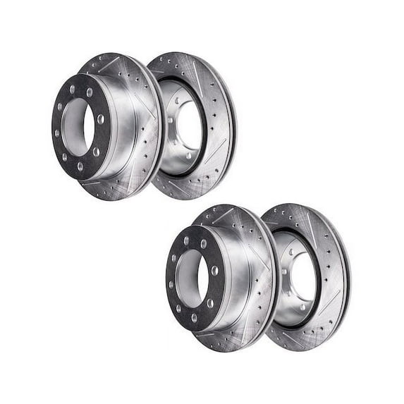 Front and Rear Brake Rotor Set - Compatible with 2007 - 2010 Chevy Silverado 3500 HD 2008 2009