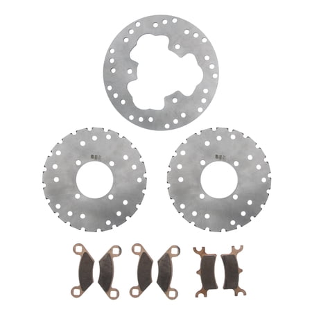 Front and Rear Brake Rotors and Brake Pads fits 2005-2009 Polaris Trail Boss 330