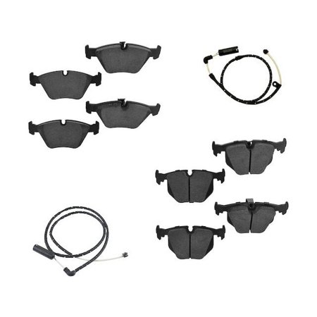 Front and Rear Ceramic Brake Pad Set with Wear Sensors - Compatible with 2004 - 2010 BMW X3 2005 2006 2007 2008 2009