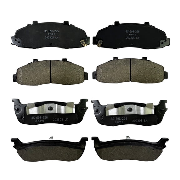 Front and Rear Ceramic Brake Pad for 1999-2003 Ford F-150 2002 Lincoln Blackwood, Disc Brake Pads Replacement P-679 P-879