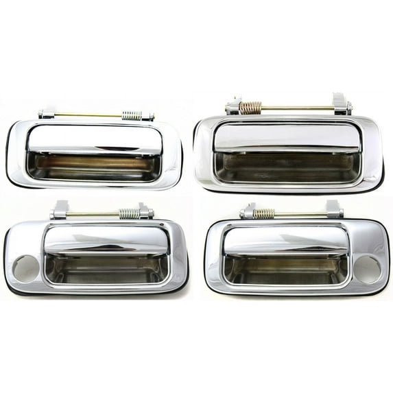 Front and Rear Exterior Door Handles Chrome Front - With Key Hole; Rear - Without Key Hole for 1991-1992 Toyota Land Cruiser Base 6 Cyl 4.0L