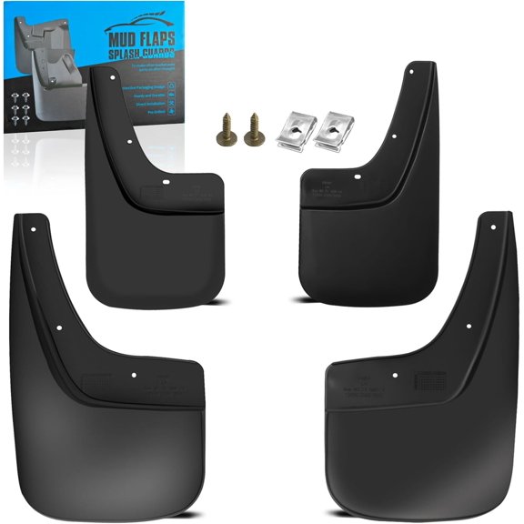 Front and Rear Mud Flaps Splash Guards for 20142019 Sierra 1500 Limited 2500 HD 3500 HD Single Rear Wheel 4-Piece Set Black