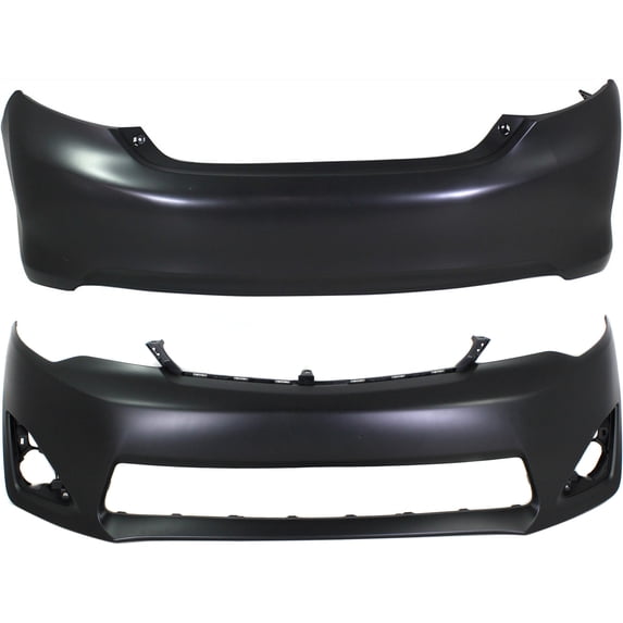 Front and Rear Primed Bumper Cover L/LE/XLE/Hybrid Models CAPA Certified Replacement for 2012-2014 Toyota Camry Hybrid LE