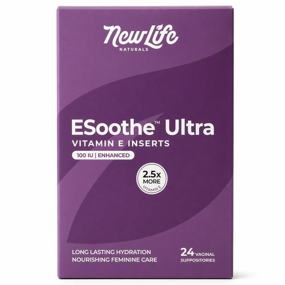 NewLife Naturals ESoothe Ultra Vitamin E Vaginal Suppositories 100 IU Vaginal Moisture & Hydration Support 24 Inserts