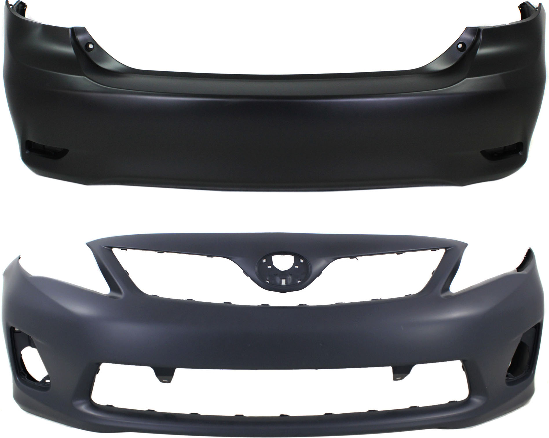 Front and Rear Primed Bumper Covers w/o Spoiler Holes For Base/CE/LE Models North America Built Vehicles CAPA Certified