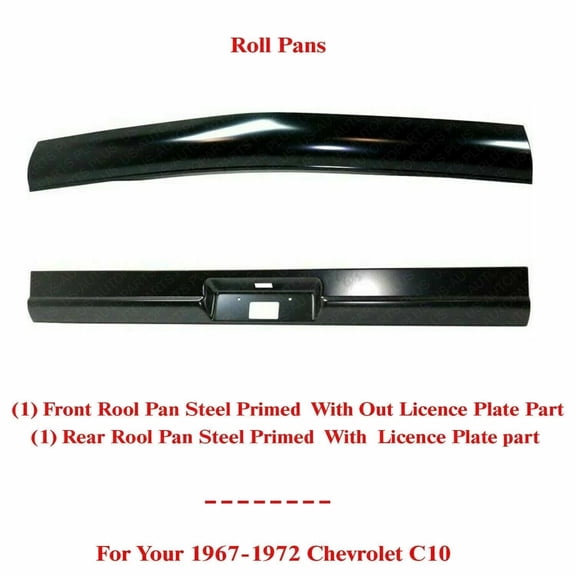 Front and Rear Roll Pan Primed Steel For 1967-72 Chevrolet C10 Pickup FleetSide