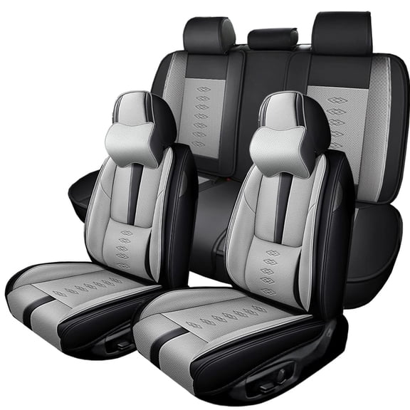 (Front and Rear Seats)Fit for Lexus 97% Models,Faux Leather Seat Covers,Waterproof Car Seat Cushions,Easy Installation(Black+Gray,Pillows)