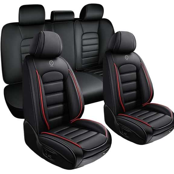 (Front and Rear Seats)Leather Seat Covers for Infiniti 98% Models,Waterproof Car Seat Protectors Easy to Clean(Black/Red)
