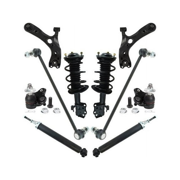 Front and Rear Shock Strut Coil Spring Control Arm Kit 10 Piece - Compatible with 2010 - 2015 Toyota Prius 2011 2012 2013 2014