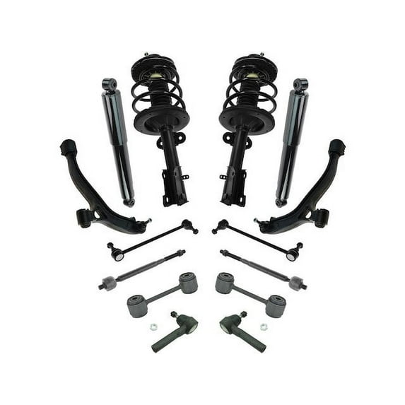 Front and Rear Shock Strut Coil Spring Control Arm Kit 14 Piece - Compatible with 2005 - 2007 Dodge Caravan 2006
