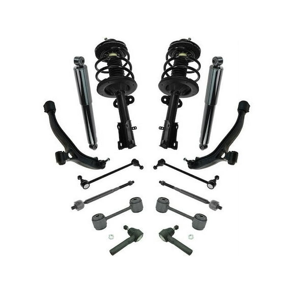 Front and Rear Shock Strut Coil Spring Control Arm Kit 14 Piece - Compatible with 2005 - 2007 Dodge Grand Caravan 2006