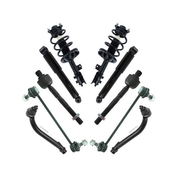 Front and Rear Shock Strut Coil Spring Tie Rod Kit 10 Piece - Compatible with 2010 - 2013 Kia Forte Koup 2011 2012