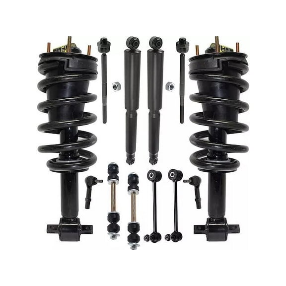 Front and Rear Shock Strut Coil Spring Tie Rod Kit - Compatible with 2007 - 2014 GMC Yukon XL 1500 2008 2009 2010 2011 2012 2013