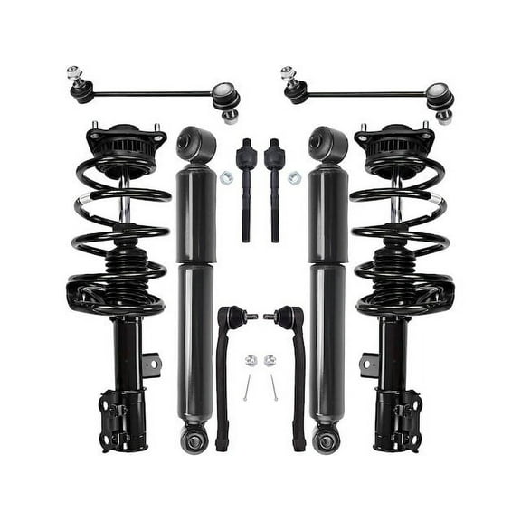 Front and Rear Shock Strut Coil Spring Tie Rod Kit - Compatible with 2010 - 2013 Kia Forte Sedan 2011 2012