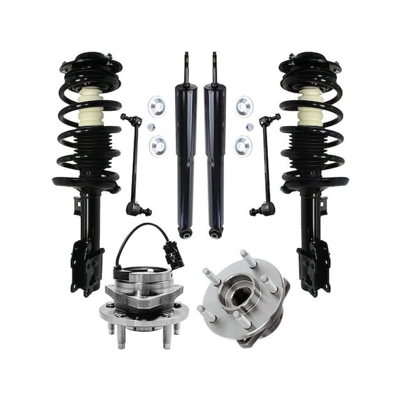 Front and Rear Shock Strut Coil Spring Wheel Hub Kit - Compatible with 2005 - 2009 Pontiac G6 2006 2007 2008